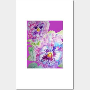 Purple Pansy Watercolor Painting Posters and Art